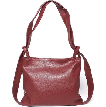 Kabelka Kabelka a batoh v 1 - kožená tmavěčervená kabelka na rameno a batoh 42