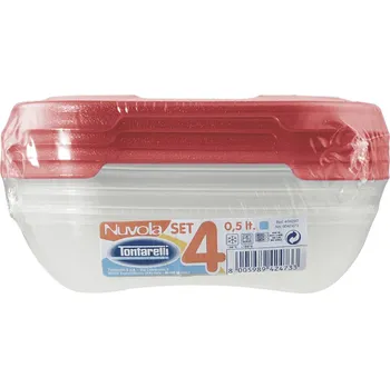 Dóza na potraviny Tontarelli Dóza na potraviny NUVOLA 4x0,5 l čtverec červená 9042473551 9042473551