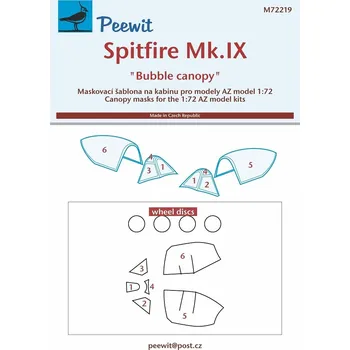 Plastikový model Peewit 1/72 Canopy mask Spitfire Mk.IX Bubble canopy (AZ)