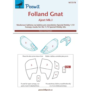 Plastikový model Peewit 1/72 Canopy mask Folland Gnat Mk.I (SP.HOBBY)