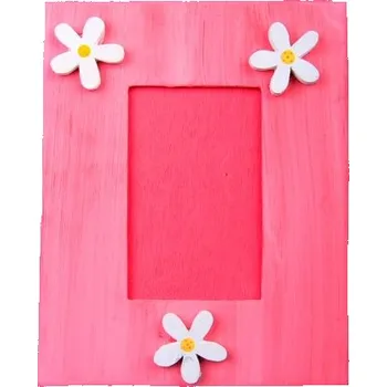 Rám na obraz Dřevěný zdobený fotorámeček červený 15x17cm