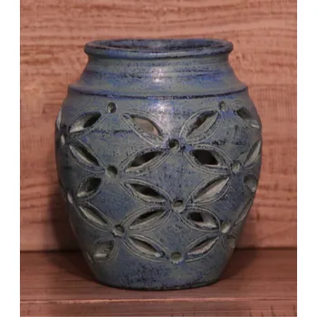 Svícen 2v1 Váza + svícen - modrá patina, výška cca 15cm