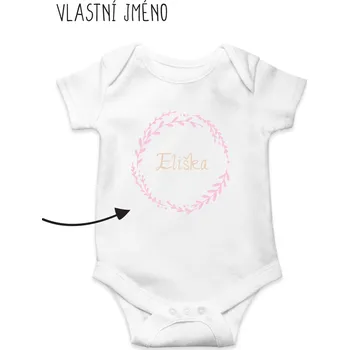 Body VĚNEČEK s vlastním jménem Barva: Růžová, Velikost: 68-80 (6-12 měsíců)