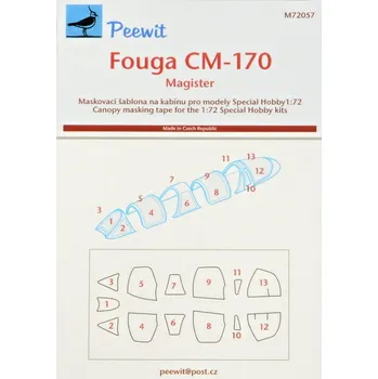 Plastikový model Peewit 1/72 Canopy mask Fouga CM-170 Magister (SP.HOBBY)