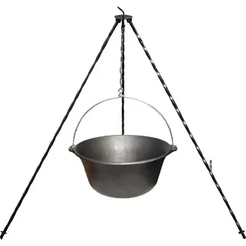 Kempingové nádobí Litinový kotlík 7,2 L + klasická ocelová trojnožka 1,2 m