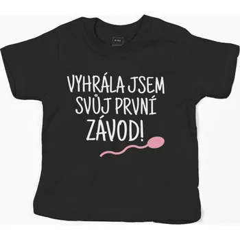 Pánské tričko Tričko VYHRÁLA JSEM SVŮJ PRVNÍ ZÁVOD Barva: Bílá, Velikost: 146 (10 let)