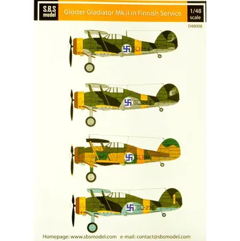 Plastikový model S.B.S model 1/48 Decal Gl.Gladiator Mk.II in Finnish service