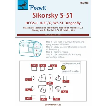 Plastikový model Peewit 1/72 Canopy mask S-51, HO3S-1, H-5F/G, WS-51 (LF)