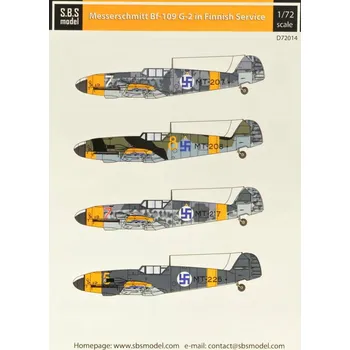 Plastikový model S.B.S model 1/72 Decal Bf-109G-2 in Finnish service