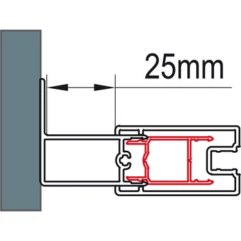 RONAL Stohovací profil k rozšíření dveří nebo boční stěny ke zdi o 25mm ACT1.01.SM1