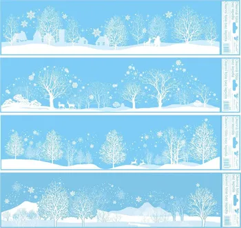 Okenní dekorace Anděl Přerov Okenní fólie pruhy zimní stromy 64 x 15 cm