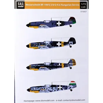 Plastikový model S.B.S model 1/72 Decal Bf-109G-2&G-4 in Hungarian Service