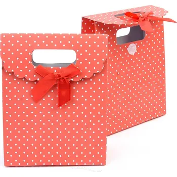 Dárková krabička Dárková taška papírová s mašlí červená (16 x 12.5cm)