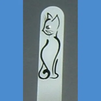 Skleněný pilnik malovaný střední 140/2mm Kočka vzor 4 Swarovski