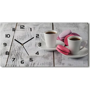 Hodiny Skleněné hodiny na stěnu tiché Káva a buchta
