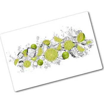 Kuchyňské prkénko Deska na krájení tvrzená Limetka a kostky ledu