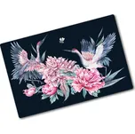 Kuchyňská deska skleněná Jeřábi a pivoňky