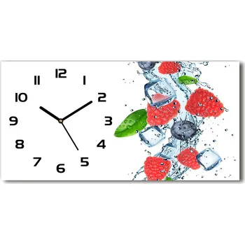 Hodiny Skleněné hodiny na stěnu Lesní ovoce s ledem