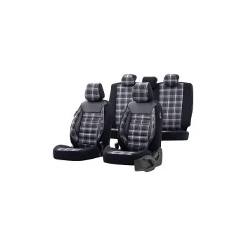 Potah sedadla UNI potahy sedadel design Sports materiál tkanina, barva černá/šedá - 11-ti dílná sada (vhodné i pro sedadla s bočními airbagy)