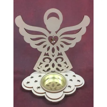 Vánoční dekorace Svícen – Anděl se srdíčkem (Swarovski) – Golden Shadow