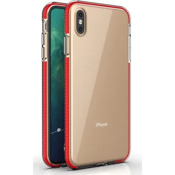 Transparentní kryt s barevným rámem z měkkého plastu pro iPhone XS Max - červený