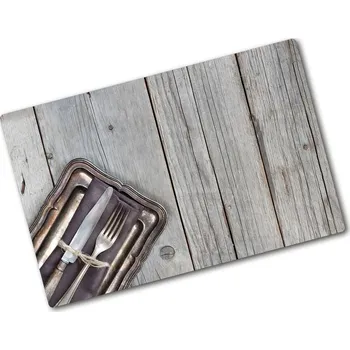 Kuchyňské prkénko Kuchyňská deska velká skleněná Příbory na deskách