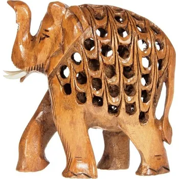 Soška Slon dřevo 8 cm prořezávaný