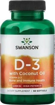 Swanson Vitamin D3 s kokosovým olejem 60 cps.