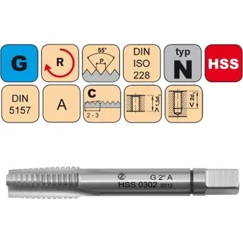 Ruční nářadí NÁSTROJE CZ Sadový závitník /CZZ0302/ G1/4" A HSS DIN 5157 Závit: G1/4"-I č.1