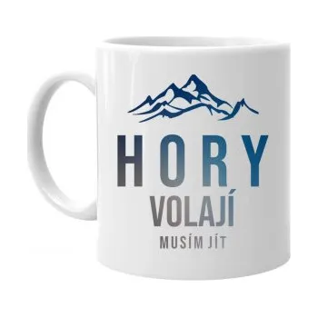 Žertovný předmět Hory volají - musím jít - hrnek- Tričkový.cz