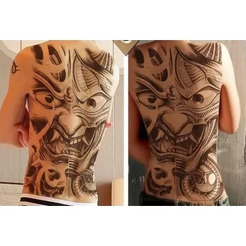 Odstranitelné tetování Obří nalepovací tetování na celá záda, černobílé, design ďábel, devil