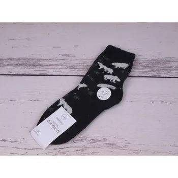 Dámské ponožky Termo ponožky aura.via s podílem vlny teplé černé s ledními medvědy velikosti ponožek: 23-25 (EUR vel. 35-38)