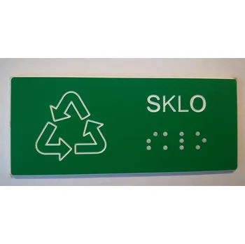 Popelnice Značení druhu odpadu pro nevidomé SKLO