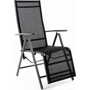 Venkovní hliníkové křeslo s podložkou pod nohy skládací antracitové