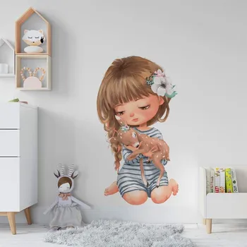 Samolepící dekorace DEKORACJAN Nálepka na stěnu - Holčička s kolouškem rozměr: XL
