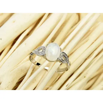Prsten Prsten měsíční kámen a zirkony stříbro Ag 925/1000