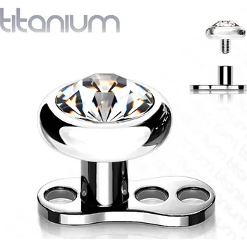 Piercing Kompletní microdermal piercing 1,2 mm - čirý kamínek (4 mm)