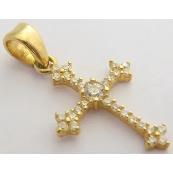 Přívěsek Klenoty Budín Zlatý přívěsek - zlatý křížek posetý zirkony 585/0,68gr HK3050 (Klenoty Budín Zlatý přívěsek - zlatý křížek posetý zirkony 585/0,68gr HK3050)