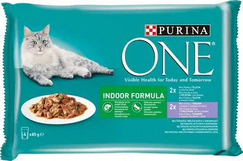 Krmivo pro kočku Purina One Indoor Formula Mini filetky tuňák/telecí 4 x 85g