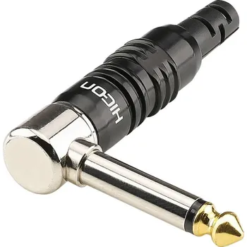 Elektrický konektor Hicon HI-J63MA07 jack konektor 6.35 mm zástrčka, zahnutá Pólů: 2 mono černá 1 ks