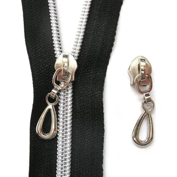 Zip Jezdec ke spirálovým zipům No 5 bez aretace stříbrný, barva Nikl