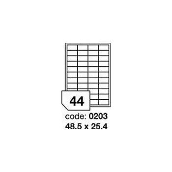 Samolepící etiketa Lesklé průhledné polyester ink etikety Rayfilm R0466.0203A, 48,5x25,4 mm, 100 listů A4, 4400 etiket