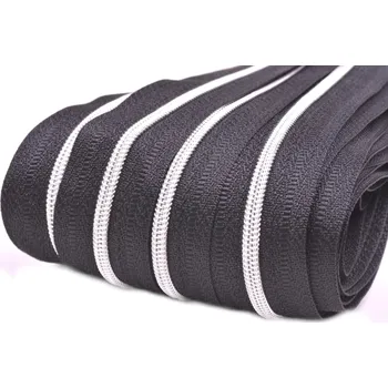 Zip spirálový metráž GS No 3 stříbrný, barva Černá/stř.zuby