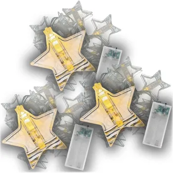 Vánoční dekorace Vánoční svítící kolíčky hvězdy, sada 3 ks, teple bílá,10 LED