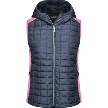 Dámská vesta JAMES & NICHOLSON Vesta MARLY LADY s kapucí, různé barvy Velikost L pink-melange/anthracite-melange