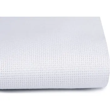 Kanava Vyšívací tkanina Panama škrobená šíře 140 cm 80 oček, barva bílá