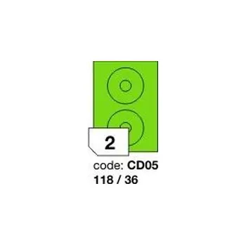 Samolepící etiketa Zelené fluo etikety Rayfilm R0130.CD05F, 118x36 mm, 1.000 listů A4, 2000 etiket