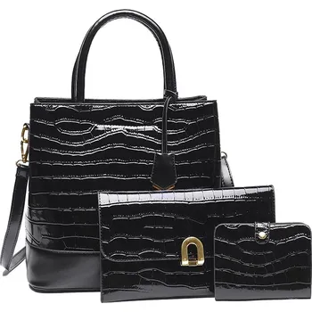 Kabelka Dámský set kabelek kroko 3v1 černá 5093