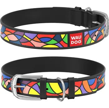 Vodítko pro psa Kožený obojek VITRAGE 46-60 cm (Kvalitní kožený obojek s natištěným vzorem VITRAGE. Přezka obojku je kovová. Délka vodítka je nastavitelná od 46 do 60 cm a šířka je 35 mm.)