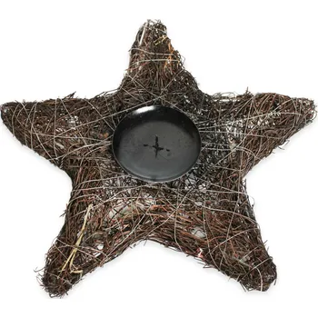 Vánoční dekorace Svícen hvězda proutí 25cm natural (787139)